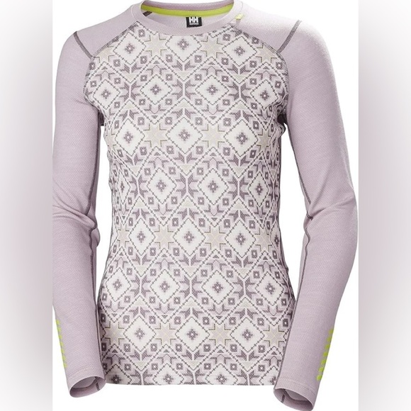 Helly Hansen Tops - HH Helly Hansen LIFA Merino Wool Base Layer In Dusty Syrin Star Pixel NEW